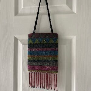 Rainbow Multicolor Beaded Boho Purse with Unique Beaded Design Never Used